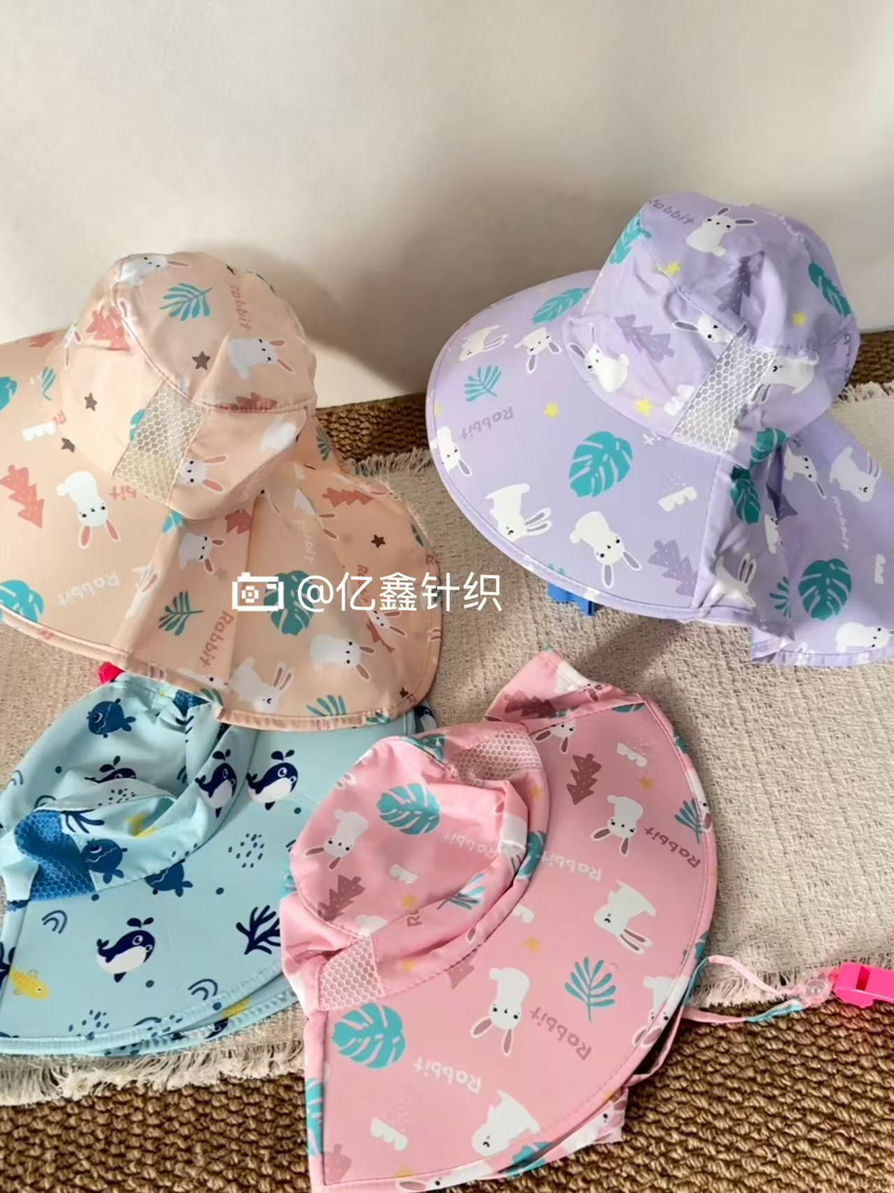 子供用 肩掛け日焼け止め帽子 大きなひさし空顶タイプ 紫外線防止 夏用  詳細画像