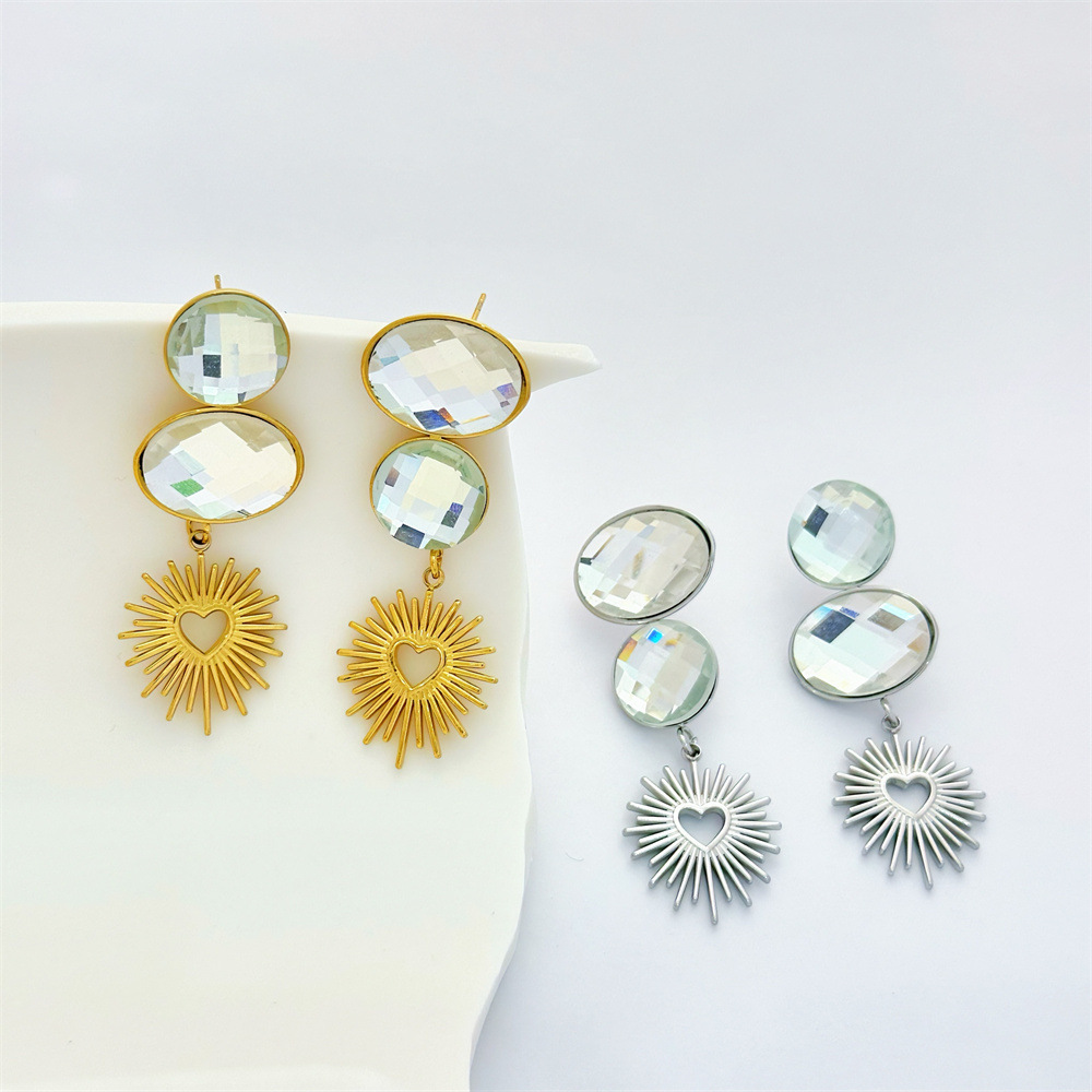 1 Pair Geometric Classic Style 304 Stainless Steel Zircon Drop Earrings display picture 1