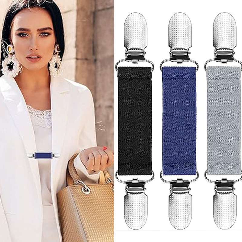 跨境时尚连衣裙束带套装围巾夹复古开衫领夹后背束带披肩夹手套夹