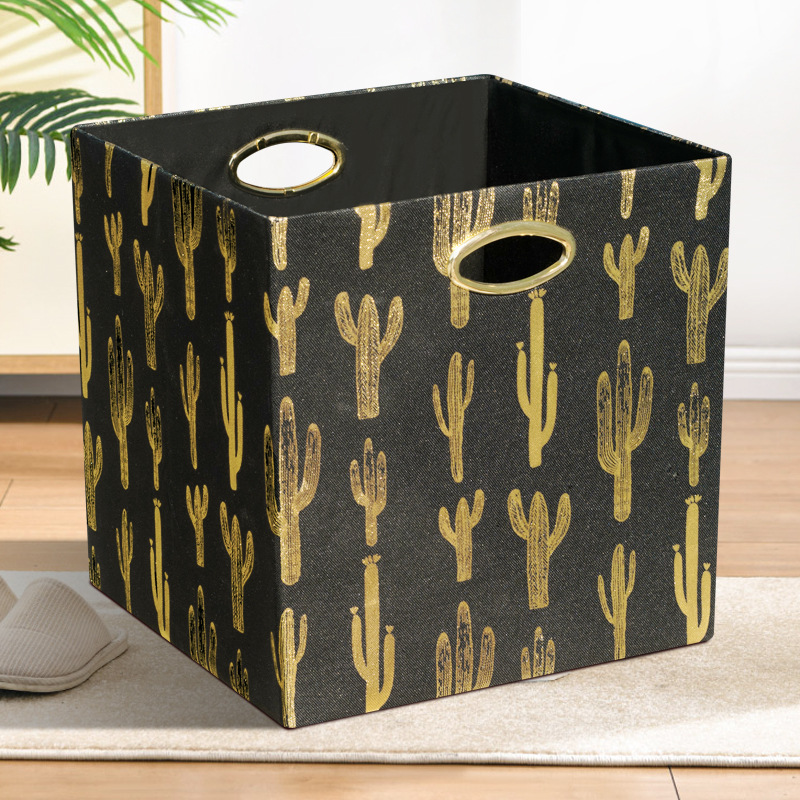 厂家直销简约大容量素色棉麻箱折叠收纳储物箱子有盖家居日用批发