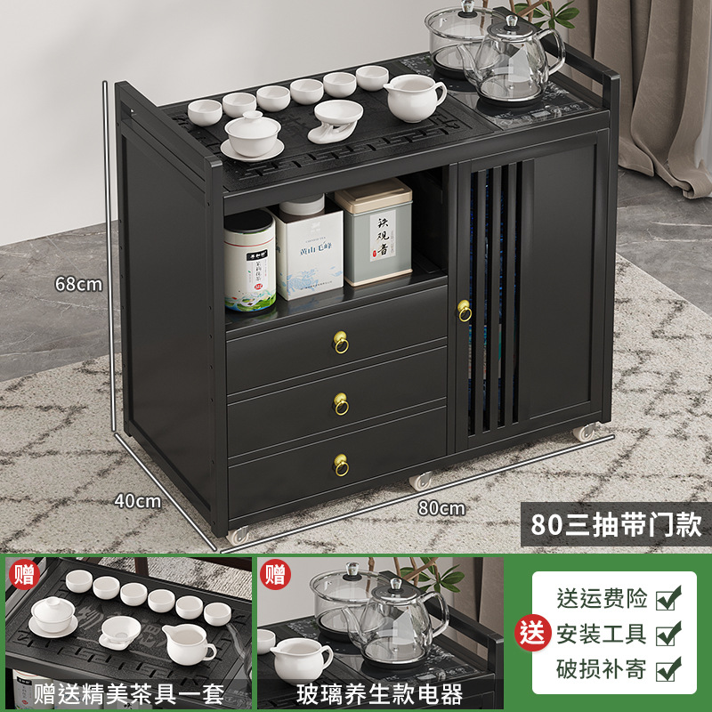 Mesa de té móvil balcón casa pequeña mesa de té carrito de té hervidor de agua integrado gabinete de té con ruedas mesa lateral de té juego de té traje
