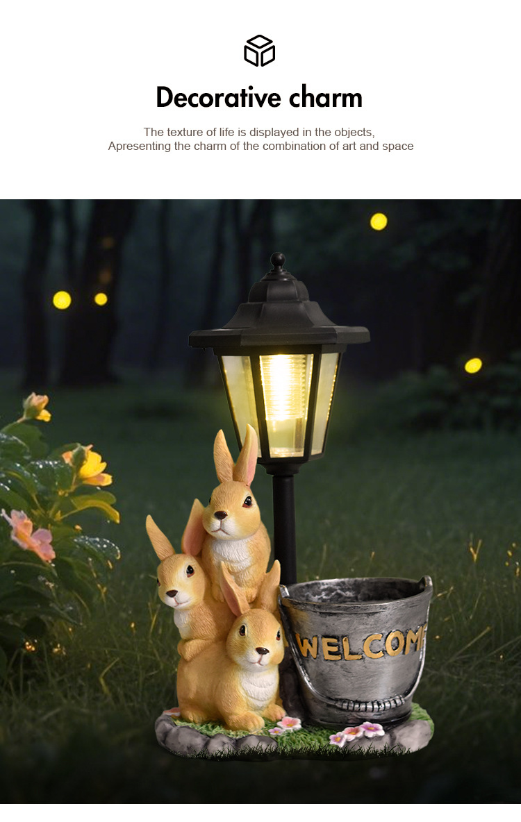 Easter Bunny Garden Ornament Solar Light For Patio And Balcony_voghion.com