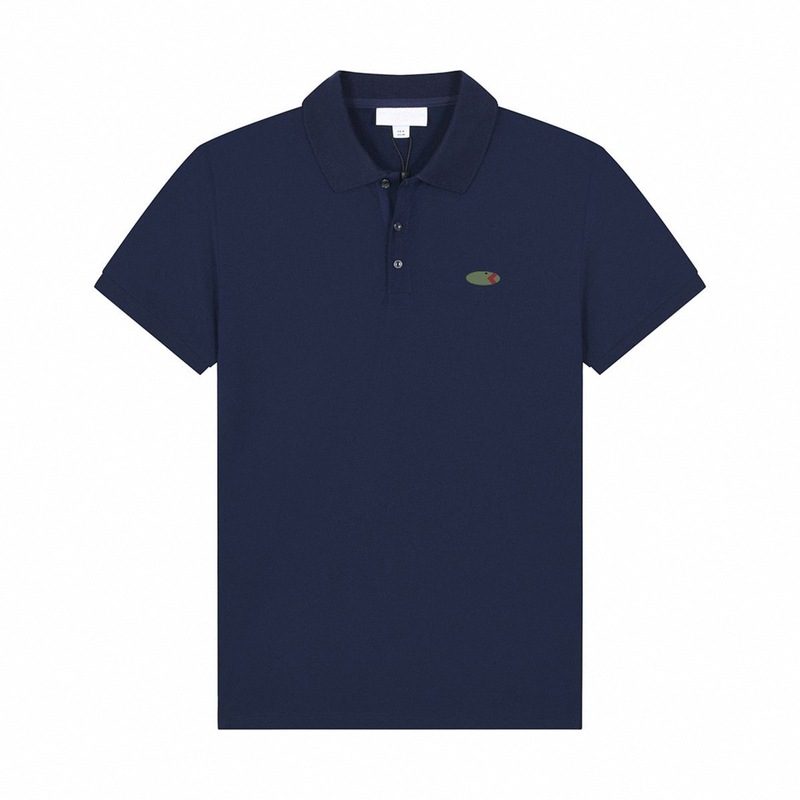 High-Quality New French Crocodile Casual Men's Short-Sleeved Polo Shirt Pure Cotton Fish Collar Lapel Short-Sleeved T-Shirt for Men