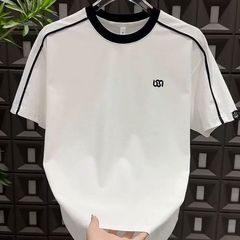 アメリカのトレンドブランドステッチラインラウンドネック半袖Tシャツメンズ夏のファッション休暇刺繍カジュアル半袖万能Tシャツ