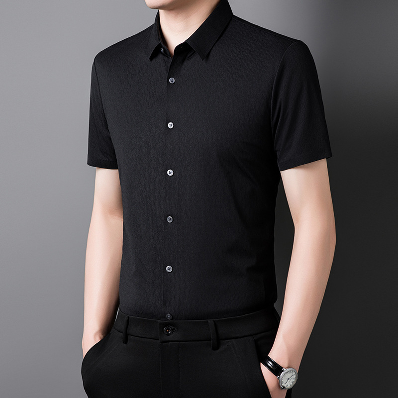 Summer Short-sleeved Polo Shirt Men's Casual Top Ice Silk Shirt Business Draped Half-sleeved Shirt Middle-aged Dad's Clothes