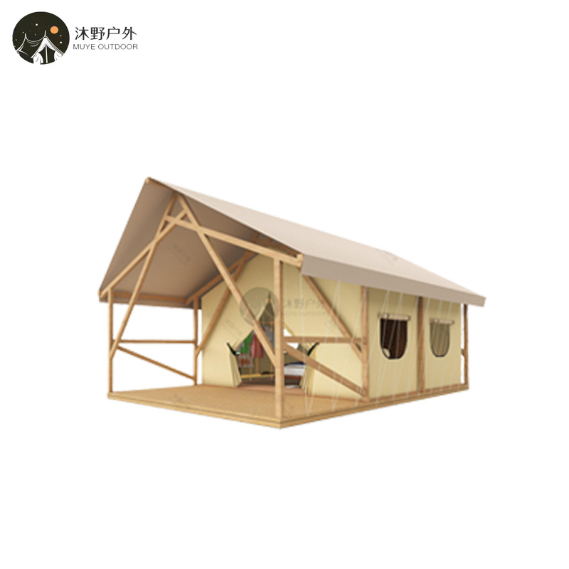 Muye tienda de campaña de camping de lujo ligero al aire libre Hotel B & B camping Área escénica estructura de madera cuadrada Tienda de campaña del hotel fabricante
