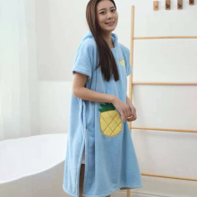 浴裙家居可穿可裹珊瑚绒日用成人吸水浴巾女斗篷式带帽浴袍批发