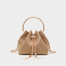 夏季新款水钻包包闪亮镶钻水桶包小众轻奢斜挎手提包晚宴包