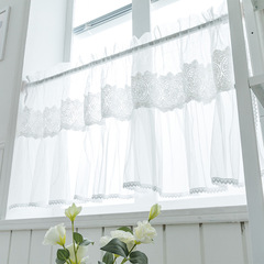 Japanese and Korean style white lace net curtains closet partition without drilling bedroom sheer embroidery small short curtains cross-border
