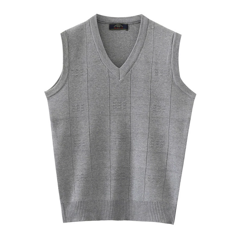 Мужской трикотажный жилет с V-образным вырезом, новый стиль, для мужчин среднего возраста, деловой трикотаж без рукавов