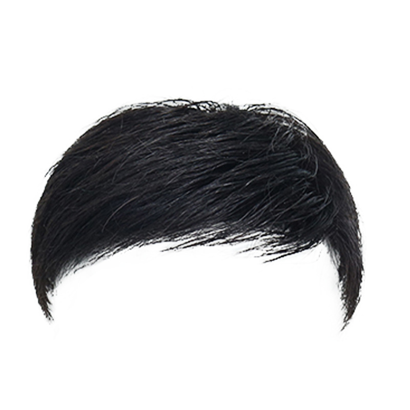 欠陥加工ウィッグ、男性用ショートヘア、フルリアルヘアパーマ、栗色ヘア、男性用ナチュラルシームレス通気性ヘッドトップヘアピース|undefined