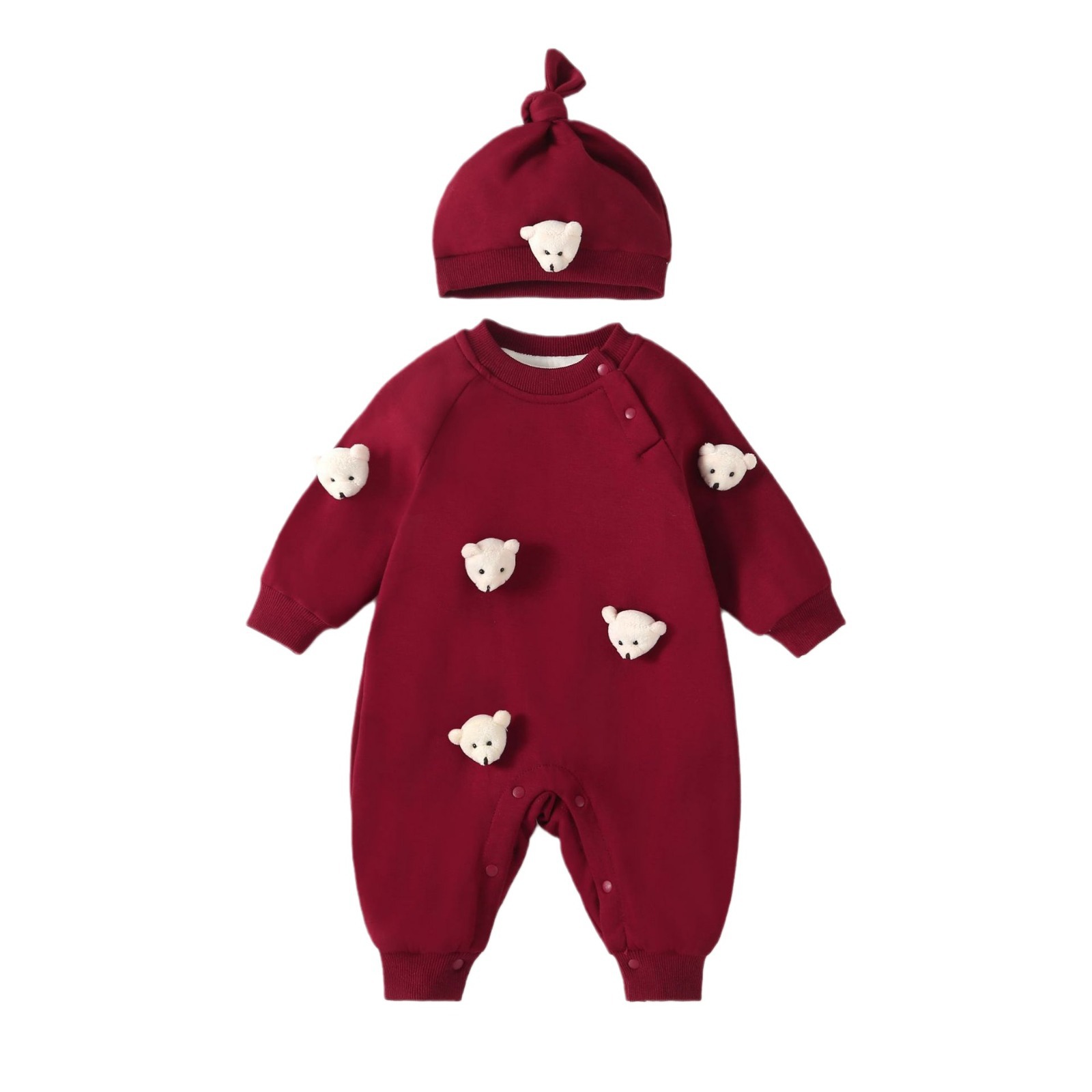 Bebé ropa de salida de invierno estilo coreano forrado de lana engrosada vaina bebé otoño e invierno cálido suéter salida mameluco