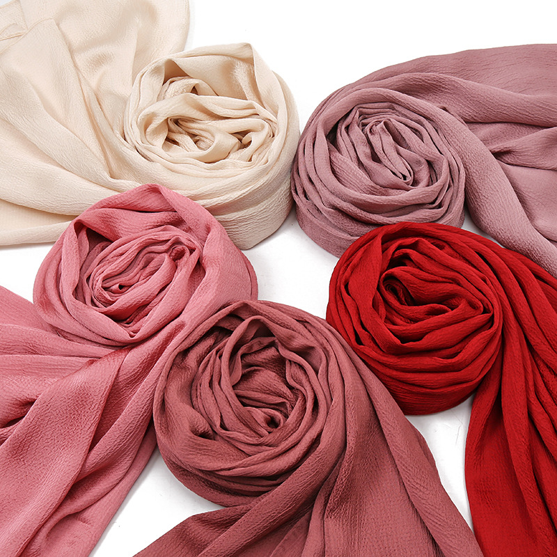 Malaysia Indonesia natural wrinkle monochrome Scarf Shawl solid color wrinkle breathable women's headscarf