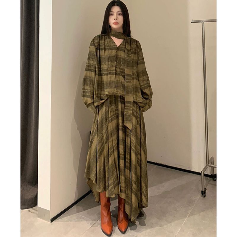 高级感早秋时尚套装小众设计感气质别致通勤休闲裙子|undefined