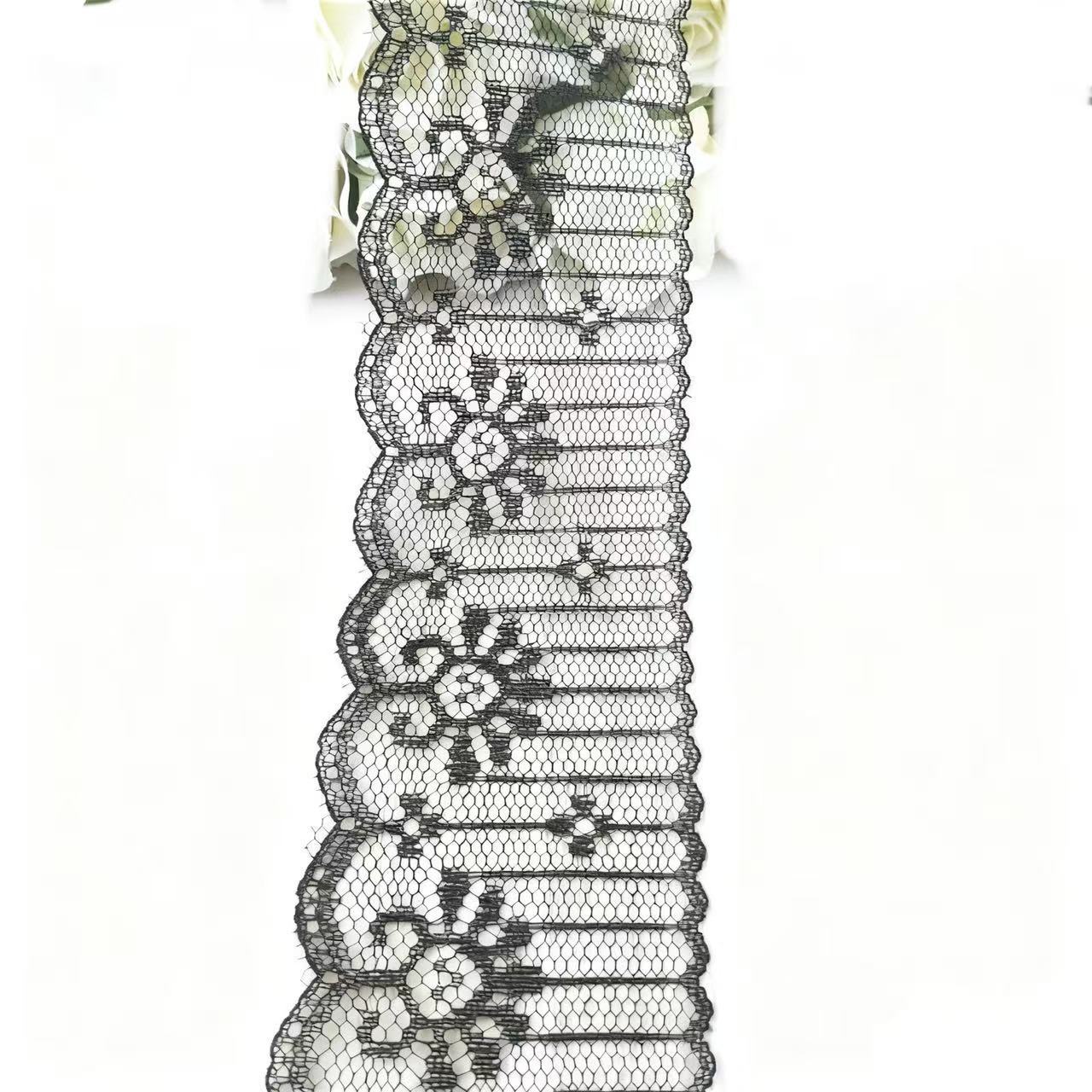 Poliéster no elástico 5cm blanco y negro en stock encaje exquisito pequeño girasol 723 #