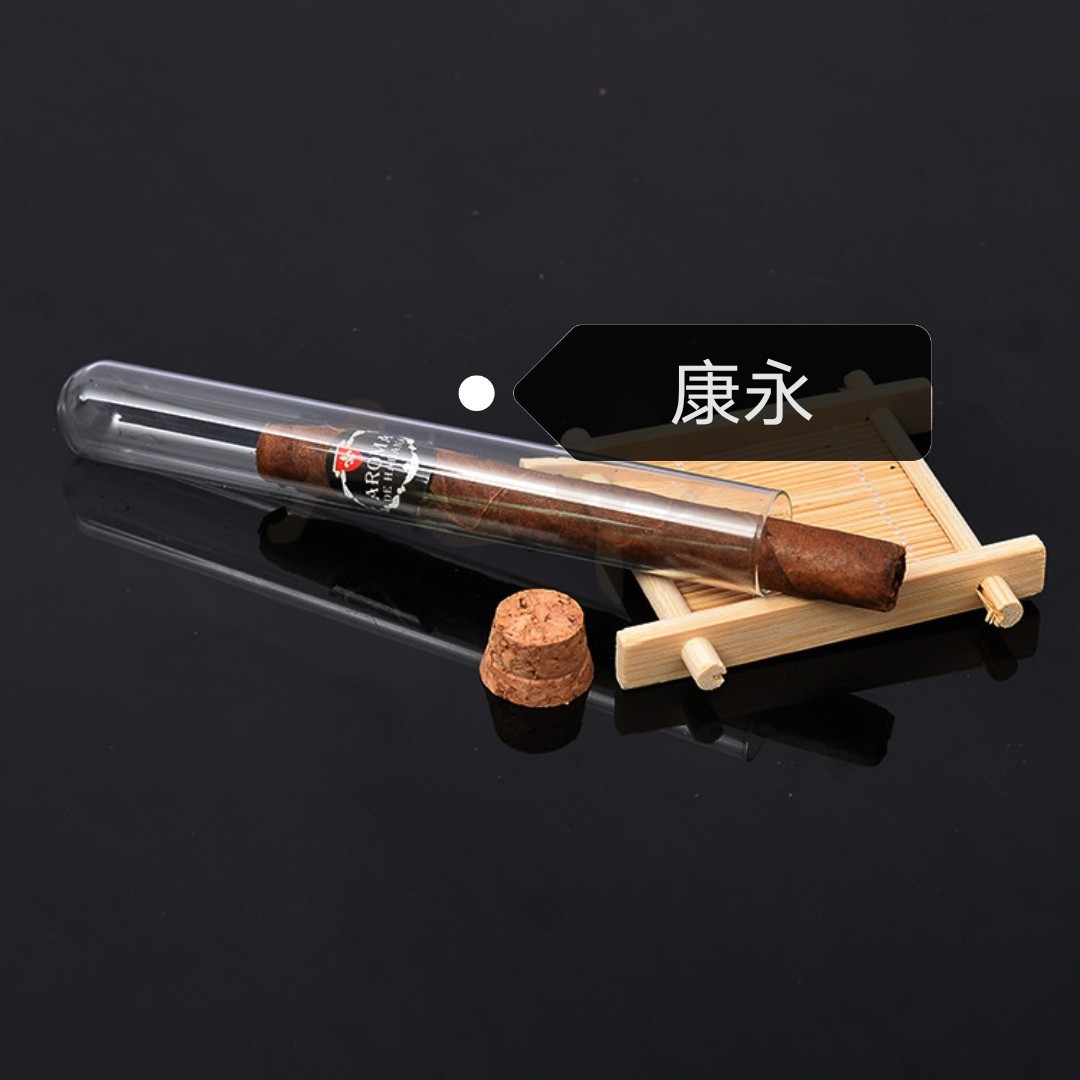 厂家直销平底雪茄烟管带软木塞雪茄烟玻璃管欢迎订雪茄烟玻璃管