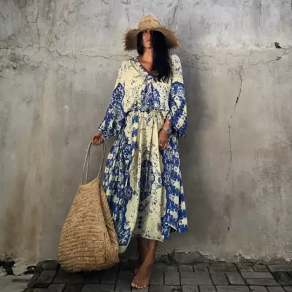 Blusa de playa nueva túnica elástica de cuatro lados suelta más tamaño Vestido de playa bikini camisa de protección solar 1D119