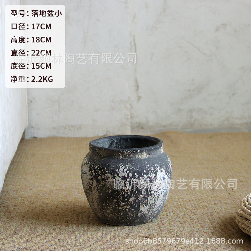 Retro cemento gran barro de barro jardín jardín verde gran maceta simple centro comercial decoración hotel decoración hecha