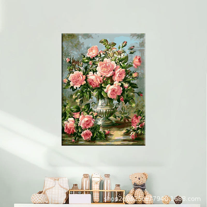 40*50 оптовая DIY дистанционная цифровая масляная живопись вручную заполненная акриловая горяче-стиль декоративный пейзаж цветочное заполнение декоративная живопись