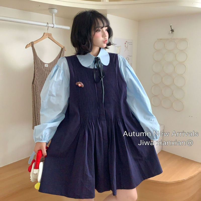 吉娃秋款上新2025新款时尚日系百搭显瘦无袖背心连衣裙女19026|undefined