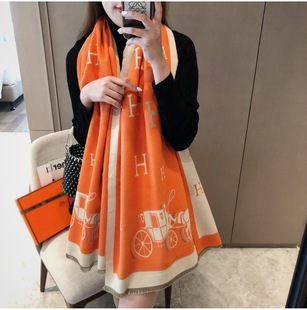 Letter H scarf winter new warm cashmere padded double-sided cashmere shawl factory direct wholesale
