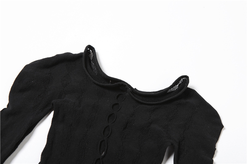 Dam catsuit set i stickat material med urringning sommar_voghion.com