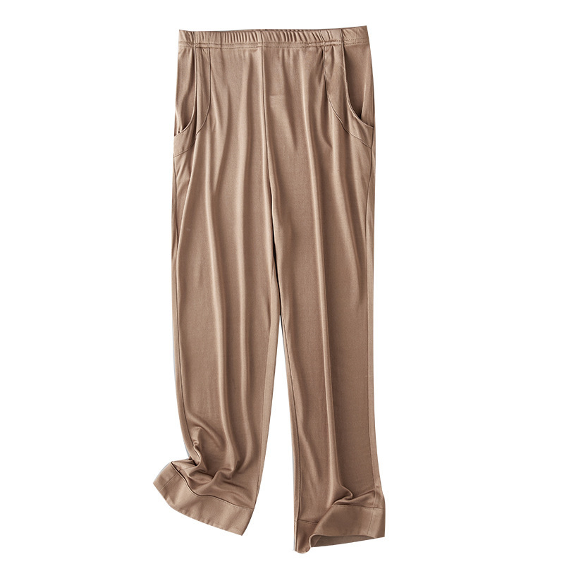 High-grade Mulberry Silk Cropped Pants Women's Double-sided Knitted Silk Slim Loose Slimming Casual Pants