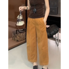 深圳25新款南油女装欧货高端高腰显瘦宽松灯芯绒休闲直筒香蕉裤女
