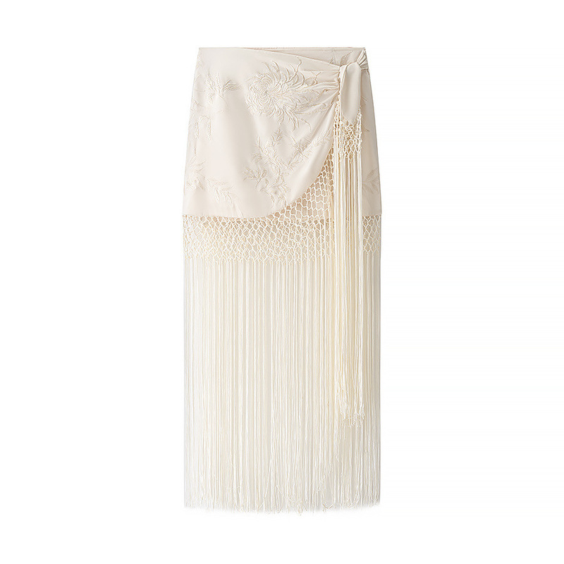 Aliexpress Cross-Border 2025 Summer New Women's European and American Style Fashion Long Sexy Hollow Lace Embroidered Skirt