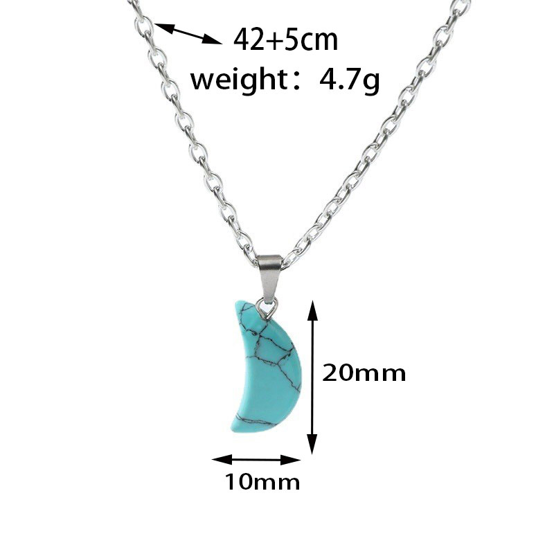 Personalized Retro Turquoise Moon Pendant Simple Graceful Men's And Women's Necklace Cross-border E-commerce One Piece Dropshipping display picture 1