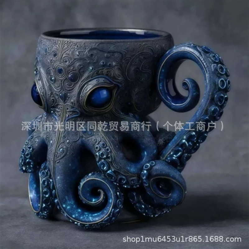 越境新製品ブルーリングタコカップブルーリングタコカップコーヒーカップオーシャンテーマカップ|undefined