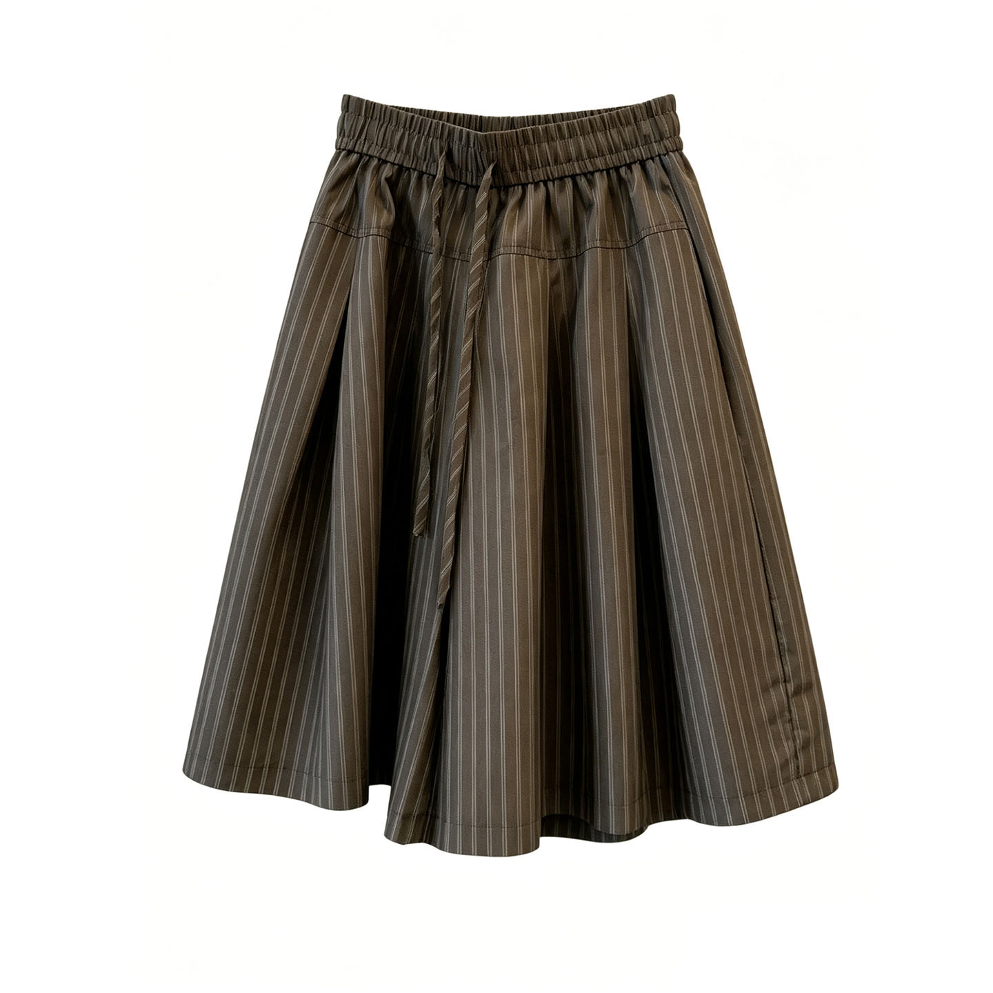 Retro Women's Drawstring Striped Casual Pants Slimming Flattering Loose Fit Wide Leg Shorts Five Point Skirt Style Summer_ecoleips.com