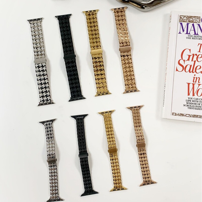 New stainless steel houndstooth strap for applewatch Apple Watch iwatch8 generation 765SE4321