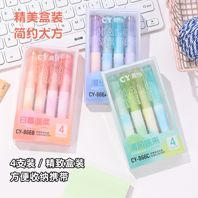 Resaltador de color degradado de alto valor, protector ocular, marcador de escritura para estudiantes, marcador de oficina, juego de resaltador de cuenta manual