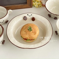 かわいいデザートプレート、かわいい朝食プレート、子供用ディナープレート、新しいセラミックディッシュプレート、クリエイティブフルーツサラダプレート、麦わら帽子プレート