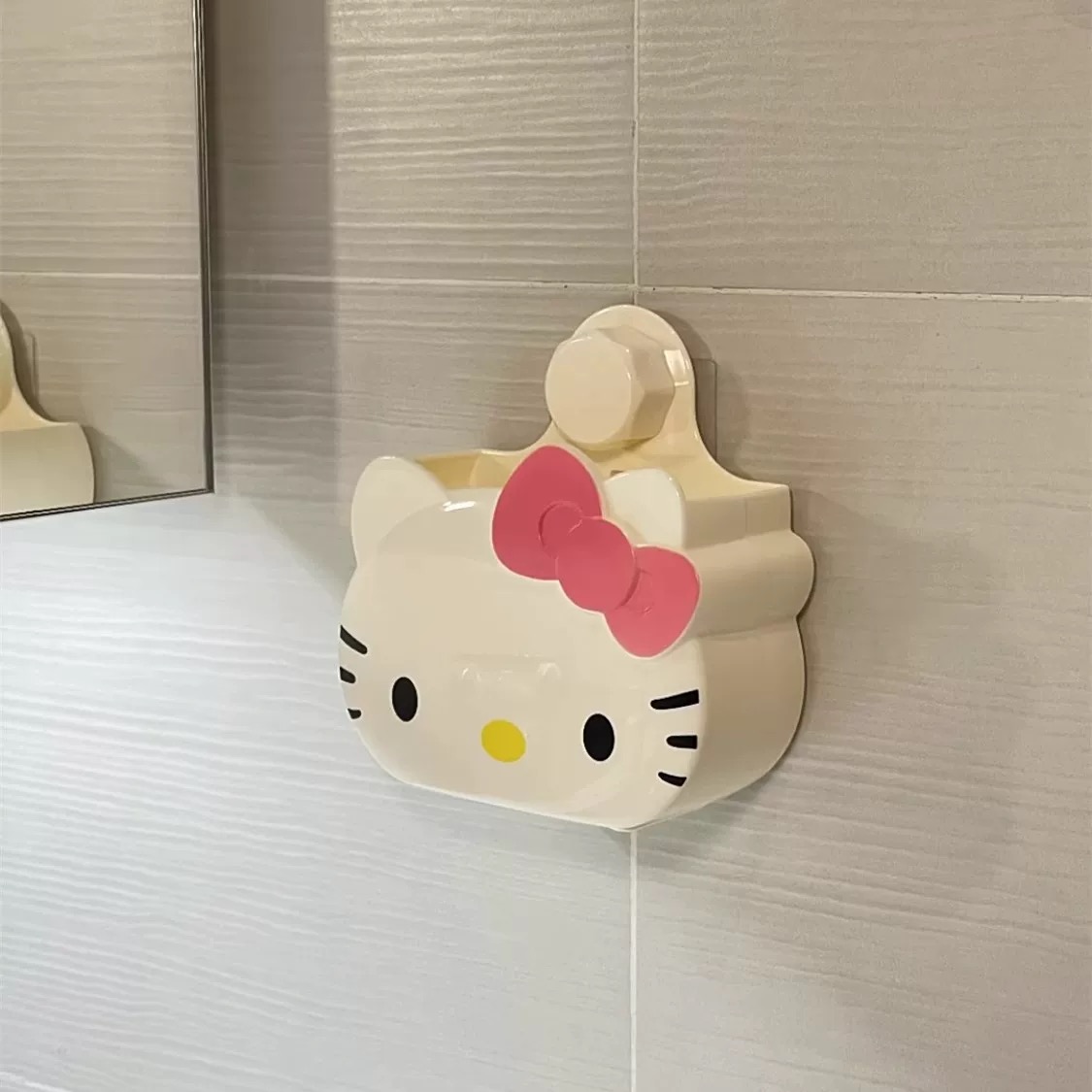 Fire Kitty baño para cepillo de dientes estante de pasta de dientes sin perforación dibujos animados colgados en la pared caja de almacenamiento de drenaje