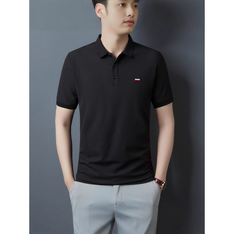 2025 verano nuevo estilo bordado de manga corta camiseta casual para hombres jóvenes y de mediana edad moda polo para hombres
