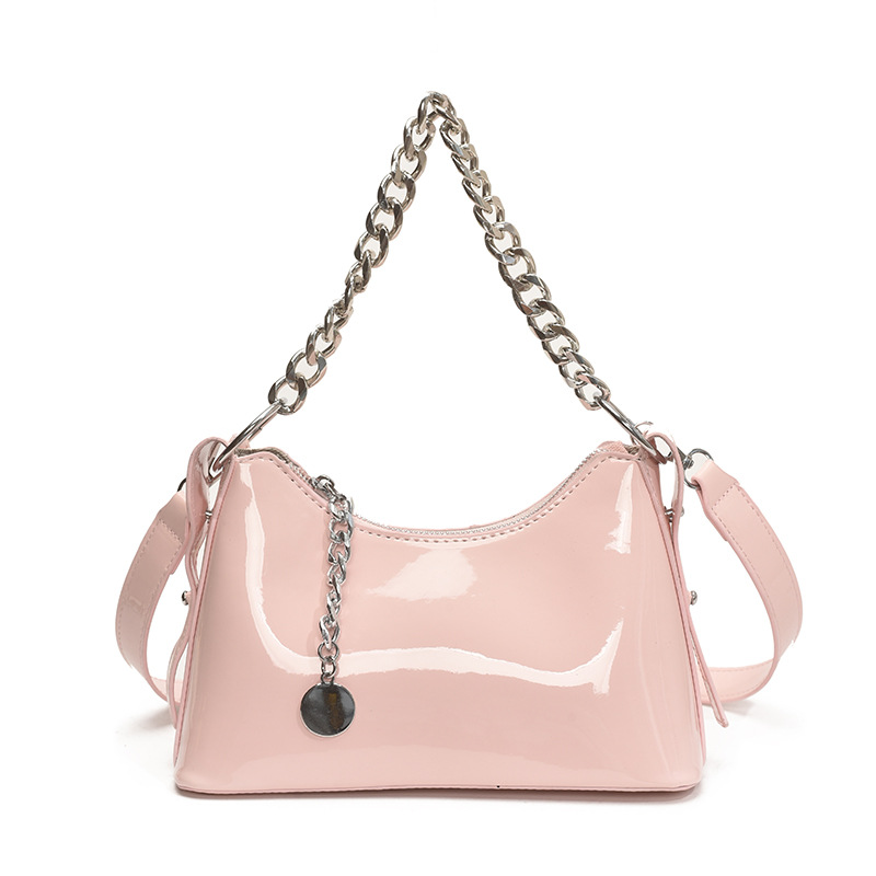 Bolso de alta calidad con textura 2025 verano nuevo bolso de cadena charol brillante bolso de hombro moda para mujer
