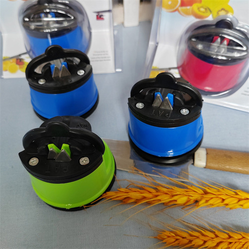 Cross-border hot selling household tungsten steel portable knife sharpener manual mini suction cup sharpening stone kitchen supplies printed logo