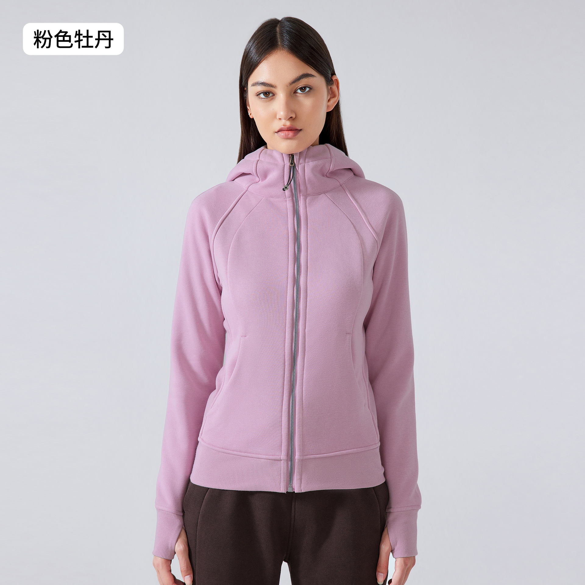 秋冬の新スタイルベルベットフード付きジッパースポーツジャケット女性のカジュアルアウトドアフィットネスヨガ服 DJ028 ソフト