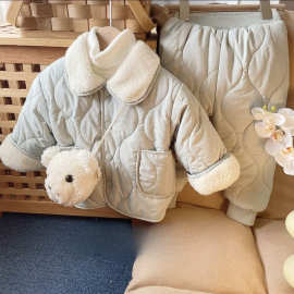 棉服宝宝外套2024儿童加绒新款洋气保暖男童女童冬装加厚小童棉衣