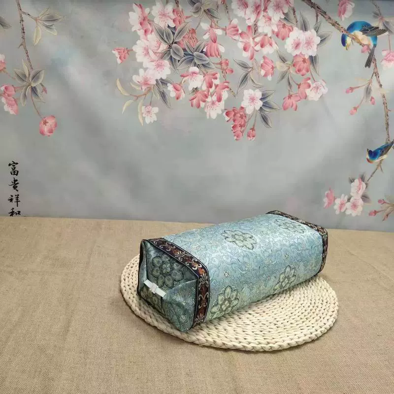 仿真丝贡缎卡扣颈椎枕套枕头套红盘扣贡缎枕套流苏枕套变形枕头套