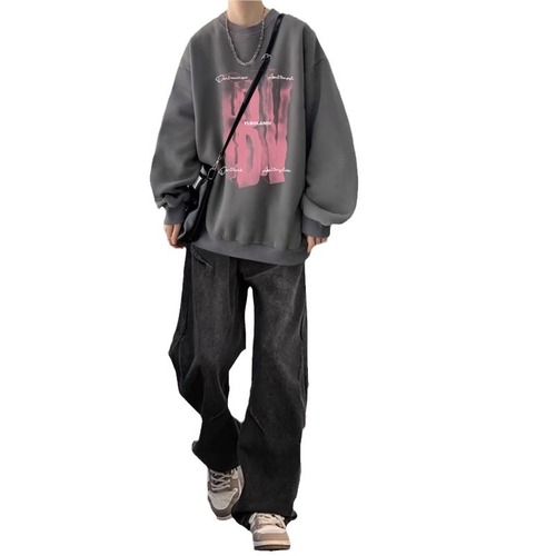 Fall/Winter TV Hoodie Set Trendy Cool Guy Men's Clothing Outfit One Piece for Men American Jeans Two-Piece Set