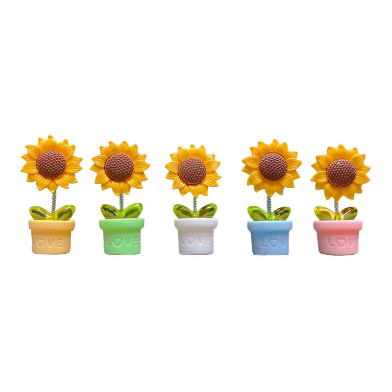 Cute girasol de dibujos animados adornos de automóviles frescos flores en maceta consola central de automóviles decoración de automóviles eléctricos