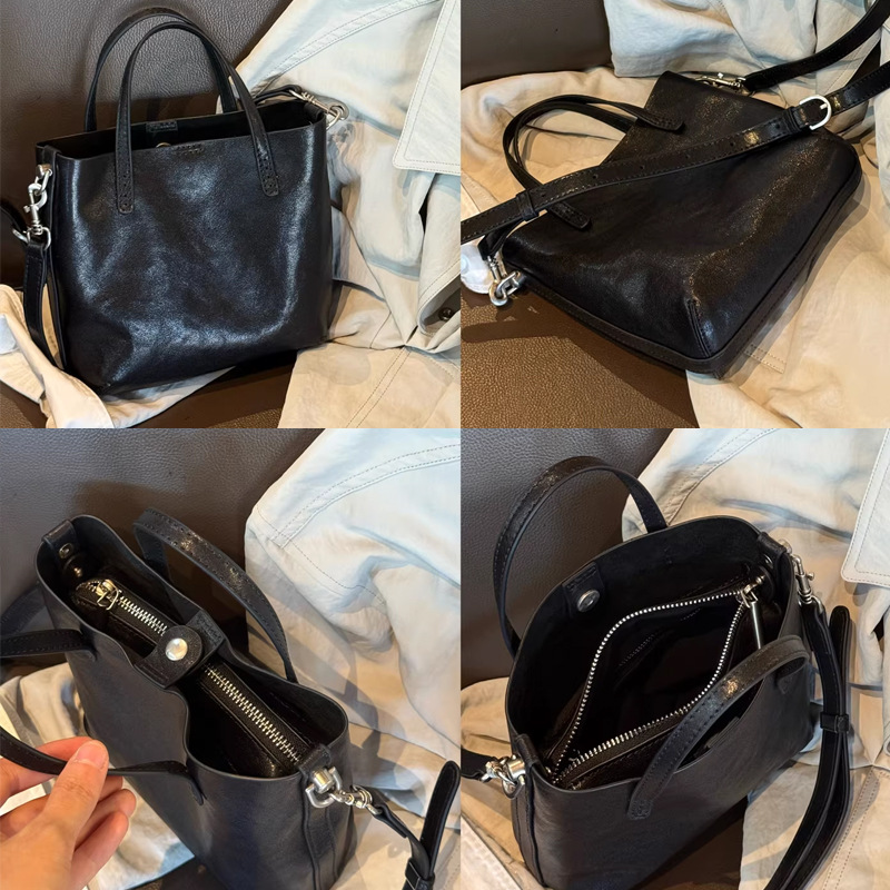 2026 New Model Top Layer Cowhide Bucket Mobile Phone Large Capacity Commuting Shoulder Bag, Crossbody Bag For Women,_voghion.com