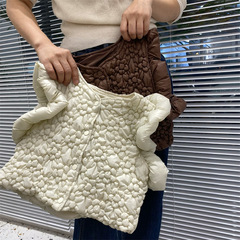 韓國童裝2023女童冬裝韓版氣質花朵夾棉保暖馬甲外穿棉背心外套