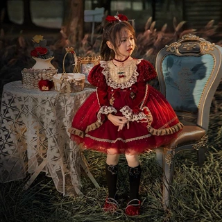 女童连衣裙秋冬装加绒加厚儿童蓬蓬裙韩版洋气小女孩公主裙宫廷风