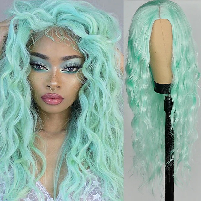欧美假发女羊毛卷长款假发套全头中分玉米须长卷发化纤头套wigs|undefined