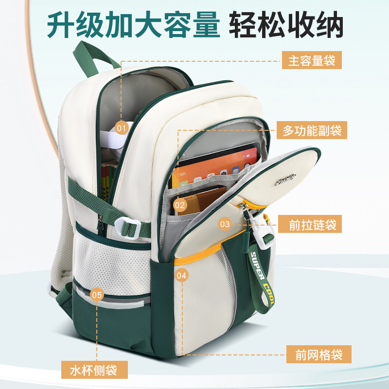 Mochila Escolar Ergonómica de Tela Oxford, Transpirable, Reducción de Carga, para Escuela Secundaria image 3