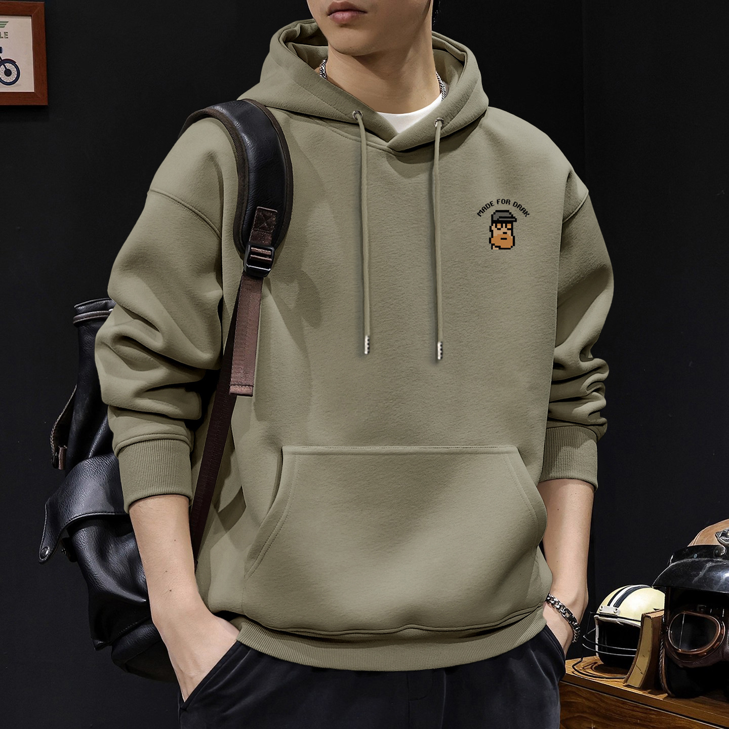 Suéter hombre encapuchado primavera y otoño estilo americano pesado pesado invierno más chaqueta de terciopelo nuevo abrigo de hombre de otoño